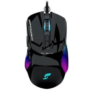MOUSE GAMER SERENITY JYR, 7 BOTONES, DPI 12800 AJUSTABLE, RGB, CABLEADO, NEGRO
